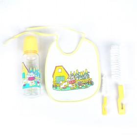 Cute Yellow Cartoon Prints Insulation Feeding Bottle Set With Bib