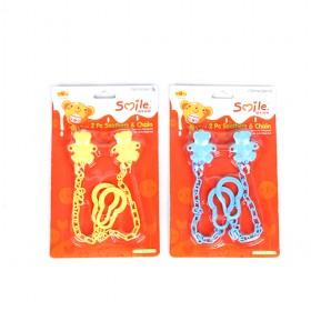 Yellow And Blue 2 Pc Soothers And Chain