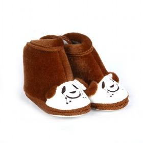 Wholesale Cute Brown Panda Design Fluffy Baby Shoes