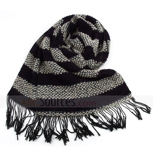 fashion black and grey stripes scarf