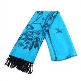 Fashuion Blue And Black Floral Scarf,womens Scarf,wholesale Scarf