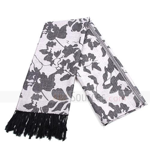 fashion grey violet floral scarf