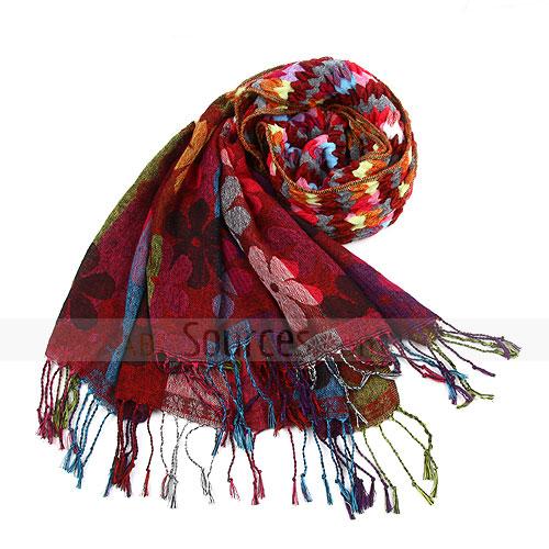 Fashion red floral scarf
