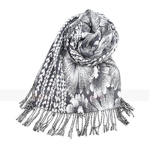 fashion black and white floral scarf