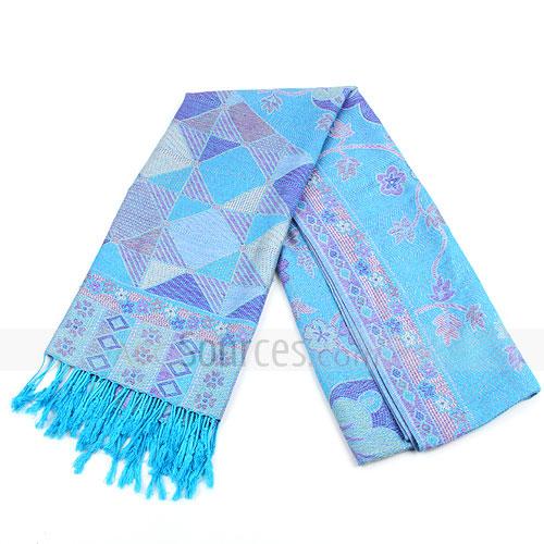 fashion sky blue floral cotton scarf