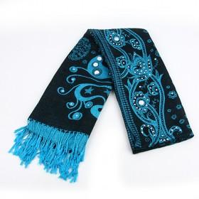Fashuion Blue And Black Floral Scarf,womens Scarf,wholesale Scarf