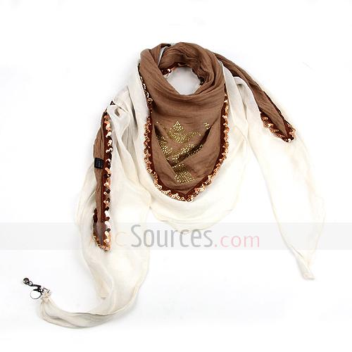 coffee and white silk scarf