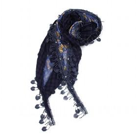Black Floral Scarf