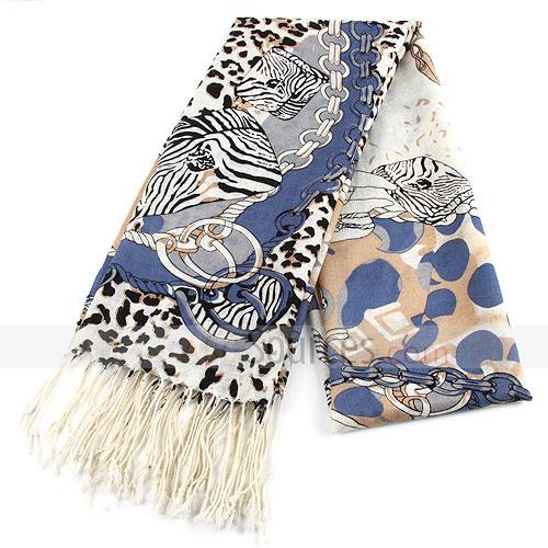 fashion dark blue floral scarf