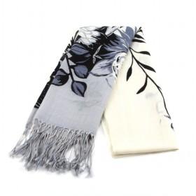 Beige And Black Floral Scarf
