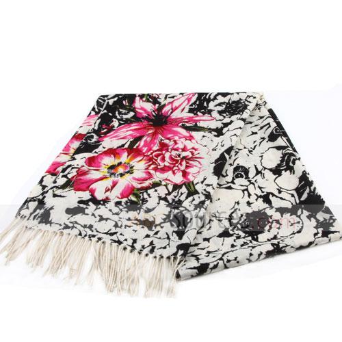 black Chrysanthemum and Morning Glory scarf