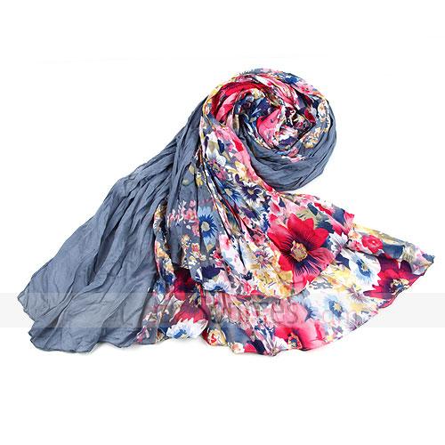 red flower wrinkle scarf