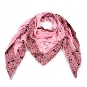 Pink Cotton Scarf With Lace