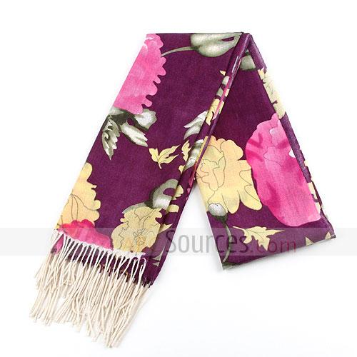 porple floral wool scarf