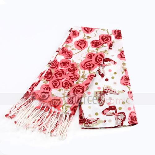 red floral scarf