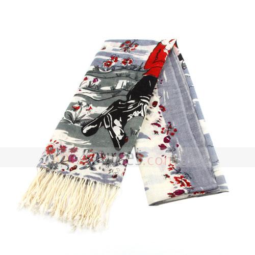 grey human figure wool scarf