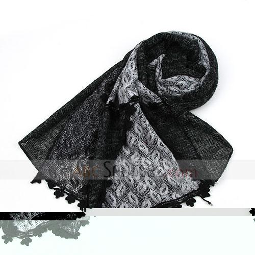 black and white wool scarf