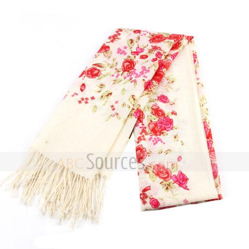rose red floral scarf