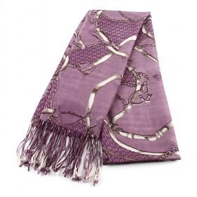 Purple Wool Scarf Leather Beit