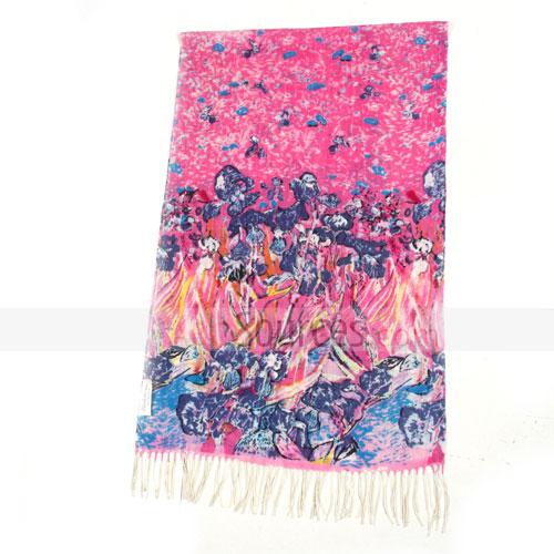pink tree wool scarf