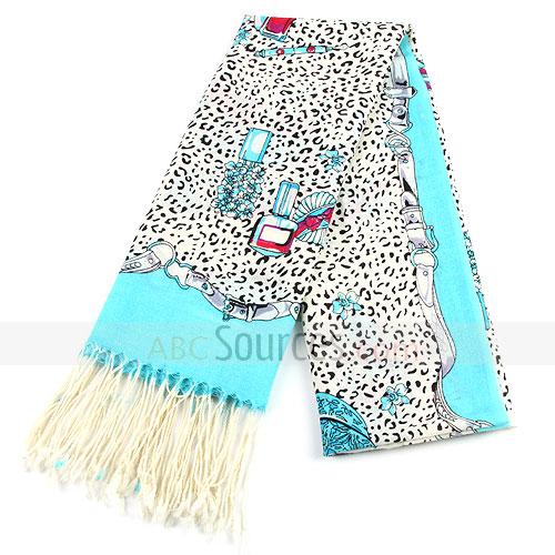 fashion bright blue leopard scarf