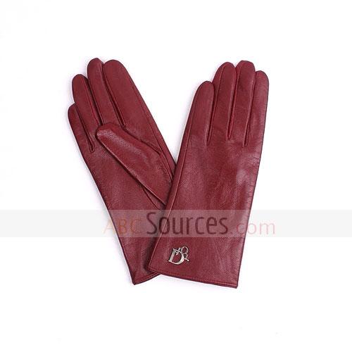burgundu sheepskin gloves