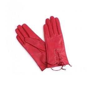 Red Goatskin Gloves With String