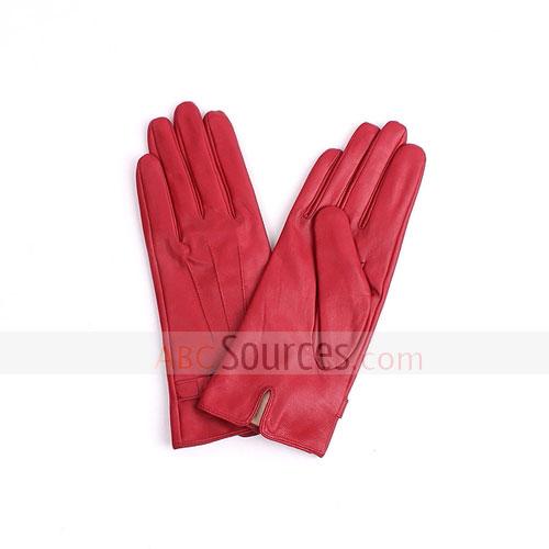 red sheepskin gloves