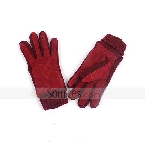 red pigskin gloves