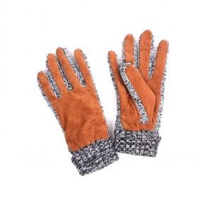 Orange Pigskin Gloves With Grey Wool