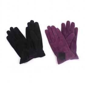 Pigskin Gloves With Fuzzy Ball,women Gloves,very Soft