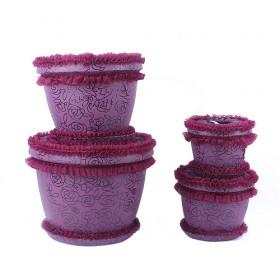 Elegant Purple Flowerpot With 100% Environmental Pp With Cute PU-Cover