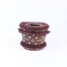 Mini Brown Flowerpot Set With 100% Environmental Pp With Cute PU Cover