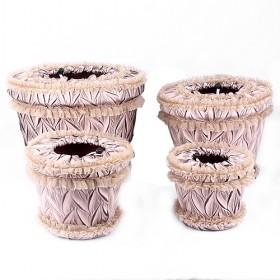Decorative Pink Flowerpot With Cute Lace Cover