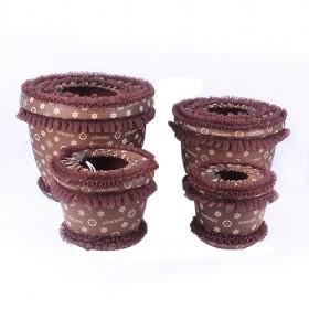 Brown Spots Flowerpot With 100% Environmental PP With Cute PU Cover