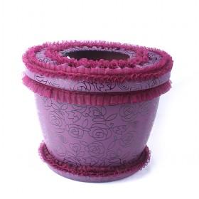 Purple Graceful Flowerpot With 100% Environmental PP With Cute PU Cover