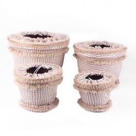 Beige Pastoral Style Flowerpot With Cute PU Lace Cover