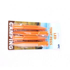Orange Outdoor 4Pcs In 1 Set LED Light Up Tent Peg Stakes Camping