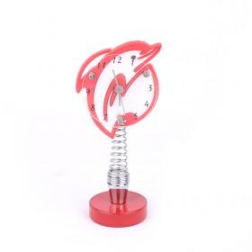 Mini Lovely Red Dolphin Cartoon Round Tableset Sitting Clock