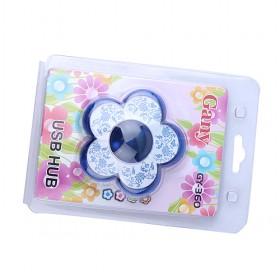 Cute Blue And Silver Flower Design 2 Port Usb Hub