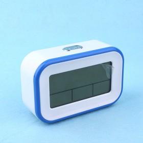White And Blue Rectangular Plastic Digital Luminous Alarm Clock