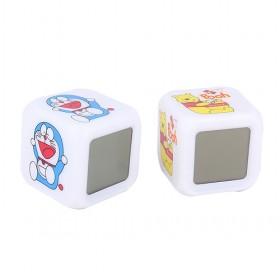 Cute Cartoon Printing White Cubic Digital Alarm Clock