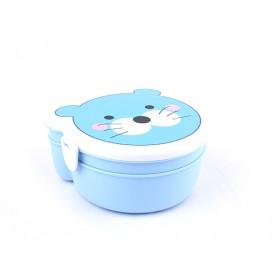 Light Blue Bear Cartoon Eco-friendly Plastic Insulated Lunch Box