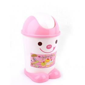 Pink Baby Doll Design Plastic Garbage Can With Lid