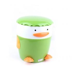 Novelty Design Cartoon Green Cute Duckling Trash Can With Foot Pedal