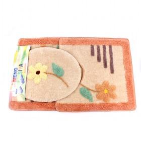 Orange Bath Mat Sets With Small Yellow Flower