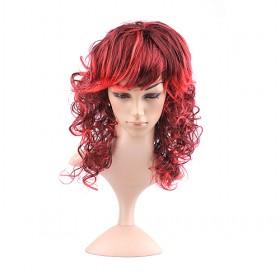 High Quality Red Long Curly Women Costume Hair Wigs