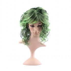 High Quality Green Long Curly Women Costume Short Hair Wigs