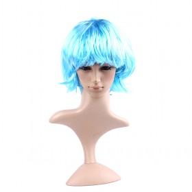 High Quality Light Blue Short Curly Bob Women Costume Hair Wigs