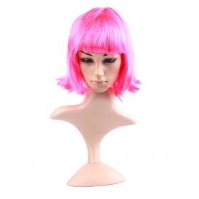 High Quality Rosered Short Curly Bob Women Costume Hair Wigs